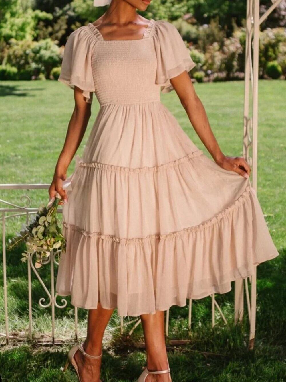 Ivy City Co. Ellie Dress Champagne Peach Gold Pink Chiffon NEW NWT 1X